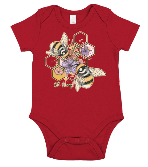 Oh Honey Sweet Bees Beekeeper Line Art Girl Short Sleeve Baby One-Piece