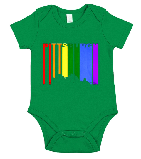 Pittsburgh Gay Pride Rainbow Cityscape LGBT Short Sleeve Baby One-Piece