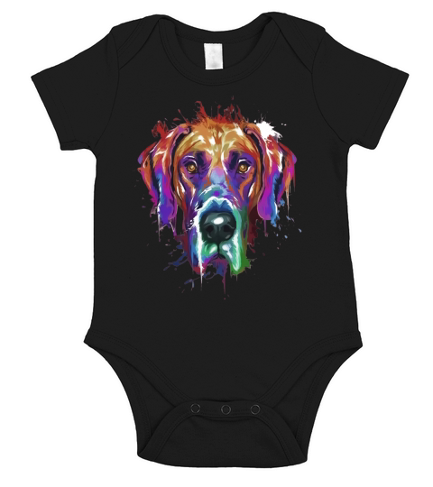 Splash Art Great Dane TShirt  Puppy Lover Gift Short Sleeve Baby One-Piece