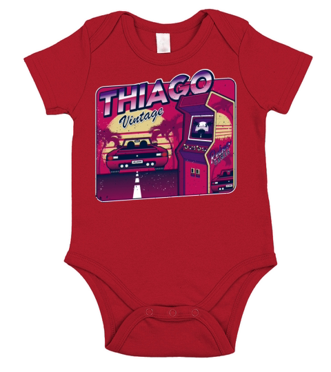 Thiago Funny Personalized Vintage Gamer 80s 90s Short Sleeve Baby One-Piece
