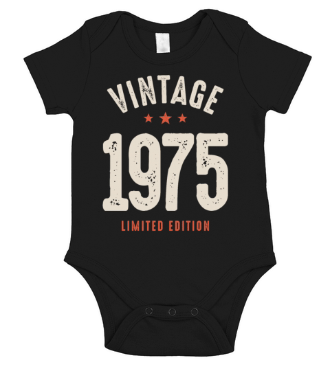 Vintage Born in 1975 - 47th Birthday Retro Short Sleeve Baby One-Piece