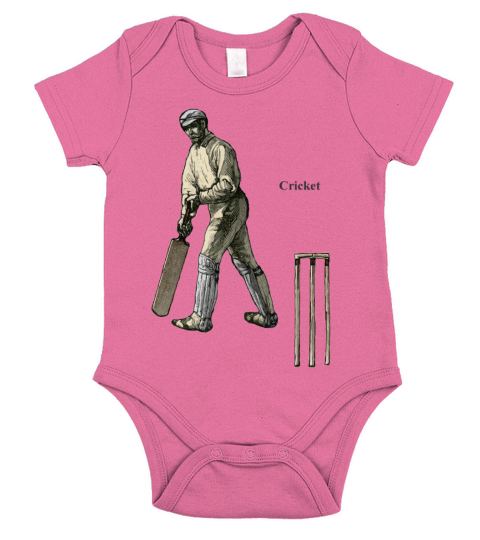 Vintage Cricket Player with a Bat and Wicket Short Sleeve Baby One-Piece