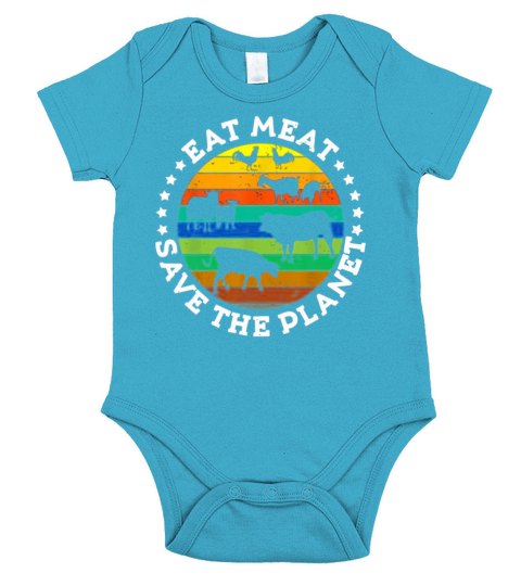 Vintage Eat Meat Save The Planet shirt Short Sleeve Baby One-Piece