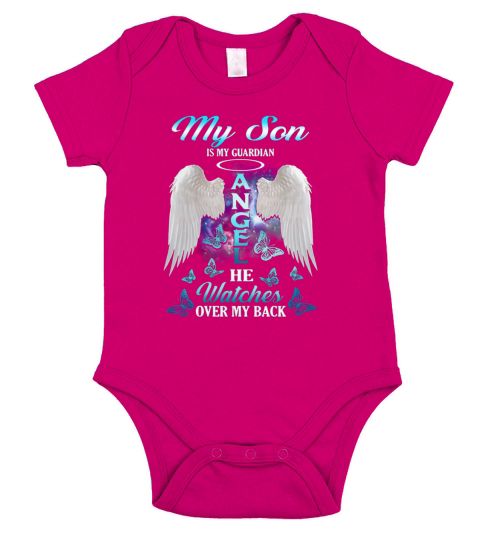 Wings my son is my guardian angel he watches over my back shirt Short Sleeve Baby One-Piece