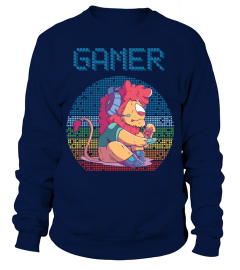Gamer Retro Video Games Vintage Gaming Funny Lion Sweatshirt Unisex