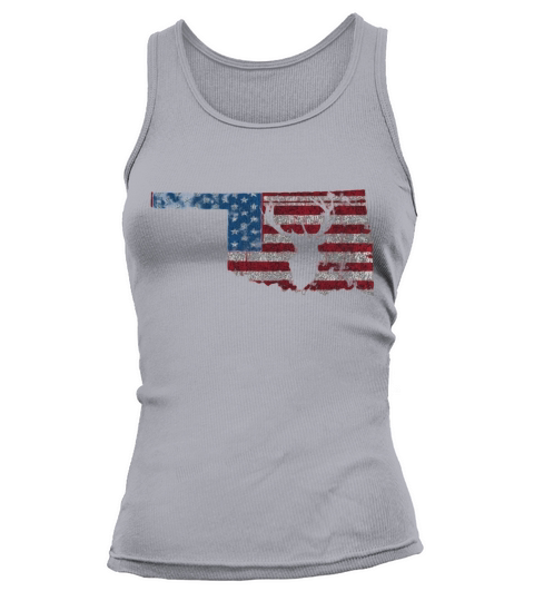 American Flag Oklahoma Deer Hunting Distressed T-Shirt Tank top Woman