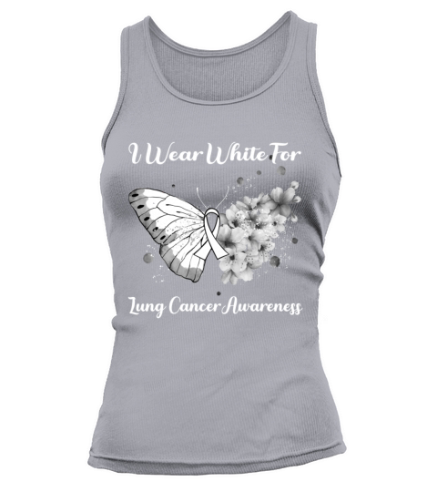 Butterfly I Wear White For Lung Cancer Awareness Tank top Woman