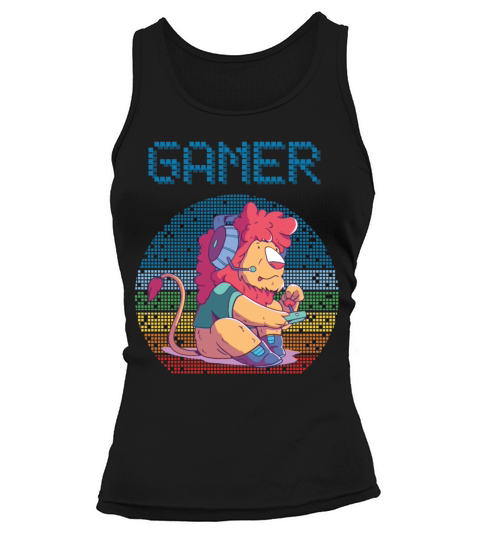 Gamer Retro Video Games Vintage Gaming Funny Lion Tank top Woman
