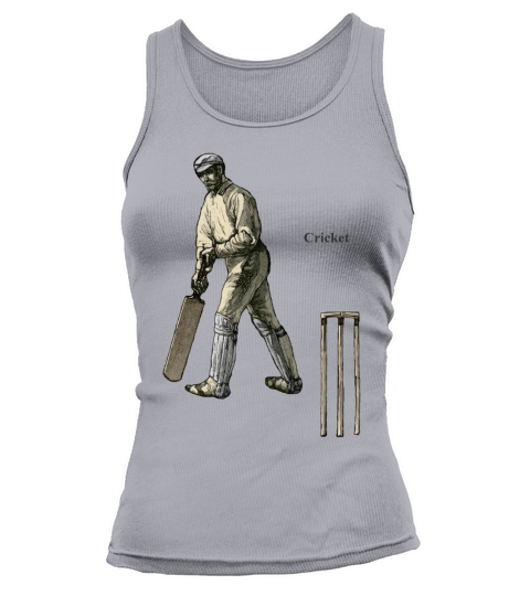 Vintage Cricket Player with a Bat and Wicket Tank top Woman