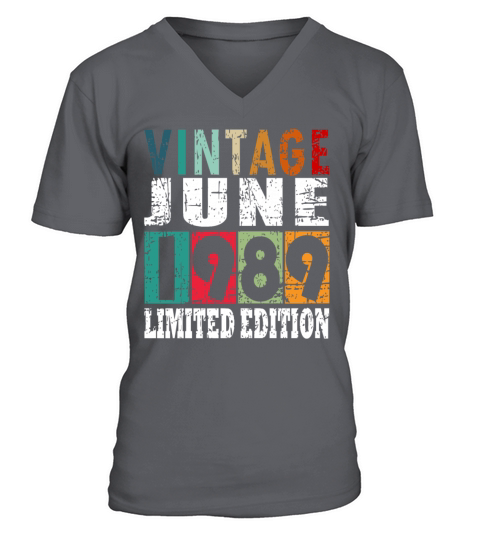 1989 vintage born in June gift V-Neck T-shirt