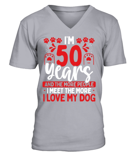 50 Year Old Dog Dad Dog 50th Birthday Pet Lover V-Neck T-shirt