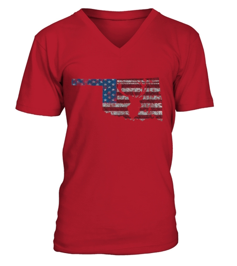 American Flag Oklahoma Deer Hunting Distressed T-Shirt V-Neck T-shirt