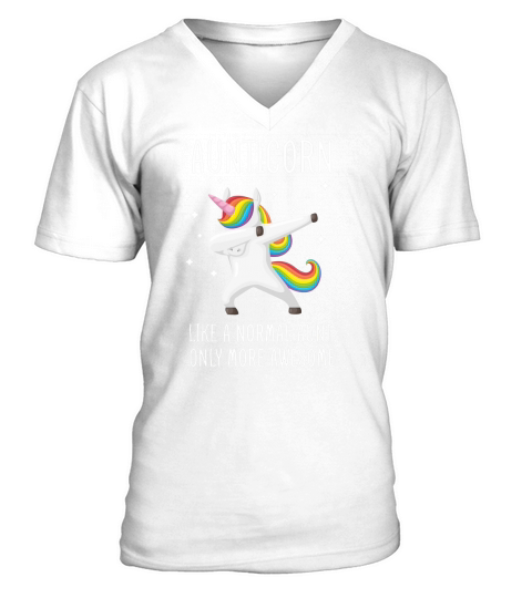 Aunticorn Like An Aunt Only Awesome Dabbing Unicorn T-Shirt V-Neck T-shirt