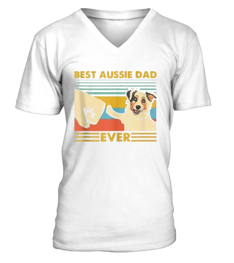 Best Aussie Dad Ever Retro Vintage Sunset V-Neck T-shirt