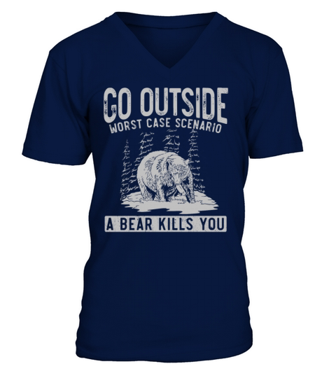 Camping Bear Outdoor Joke Camper Humor V-Neck T-shirt