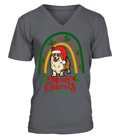 Christmas Welsh Corgi V-Neck T-shirt