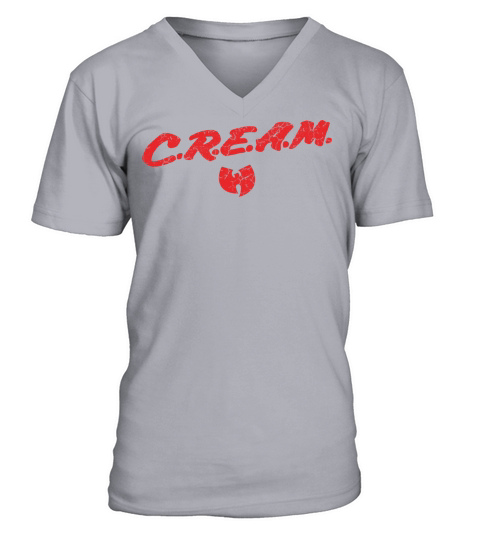 cream small wutang red V-Neck T-shirt