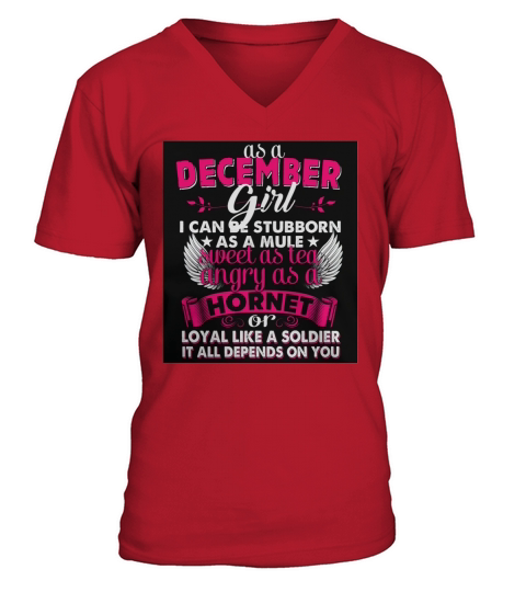 December Girl Stubborn As Mule Sweet As Tea - Unisex Long Sleeve V-Neck T-shirt