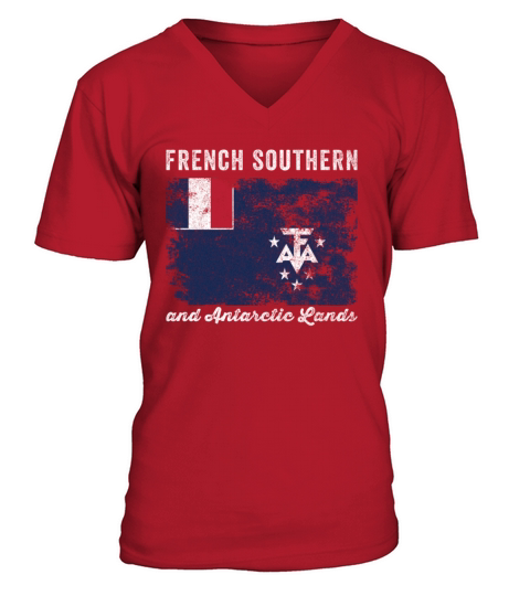 French Southern and Antarctic Lands Flag V-Neck T-shirt