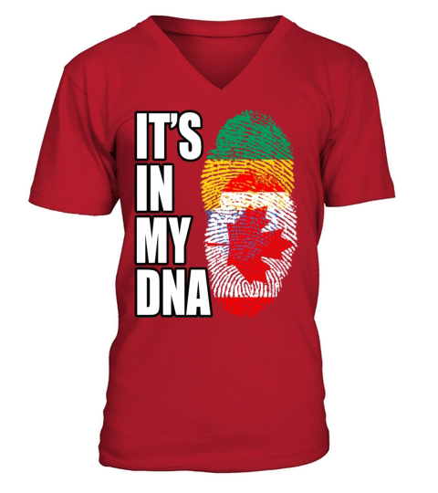 Gambian And Canadian Mix Heritage DNA Flag V-Neck T-shirt