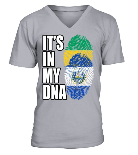Gambian And Salvadoran Mix Heritage DNA Flag V-Neck T-shirt