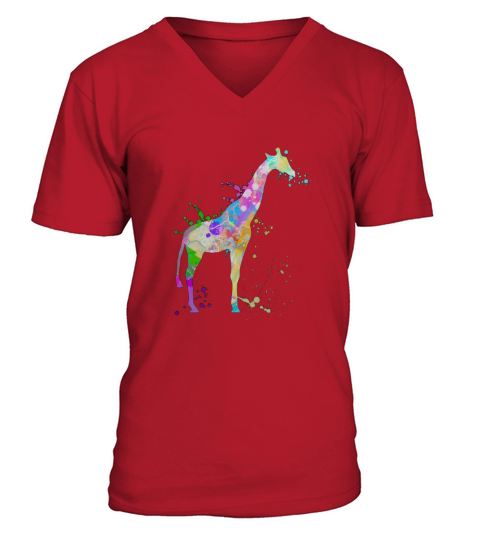 Giraffe TShirt, Watercolor Love Giraffe Paint Tee Shirt V-Neck T-shirt