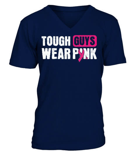 Guys Wear Pink In October Breast Cancer Awareness V-Neck T-shirt