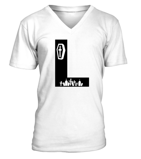 Halloween Alphabets Numbers Clipart L V-Neck T-shirt
