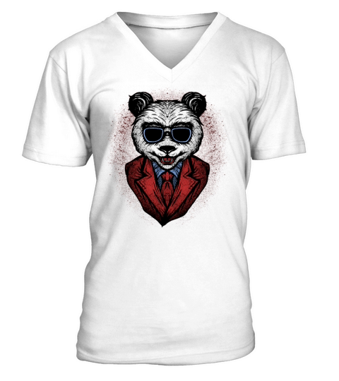 Halloween Gift Panda Skeleton PandaBar Horror V-Neck T-shirt