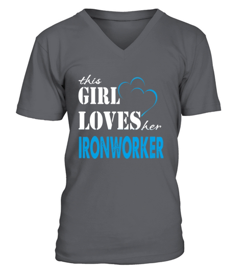 Ironworker This Girl Love her Ironworker - TeeForIronworker V-Neck T-shirt