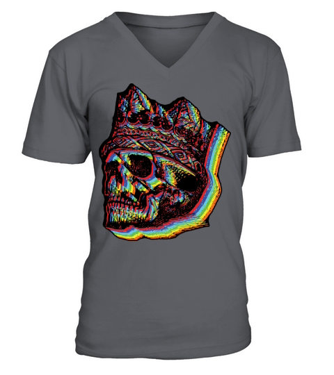 King Skull Glitch V-Neck T-shirt