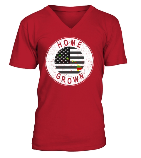 Land Map America US Flag Home Grown Hawaii V-Neck T-shirt