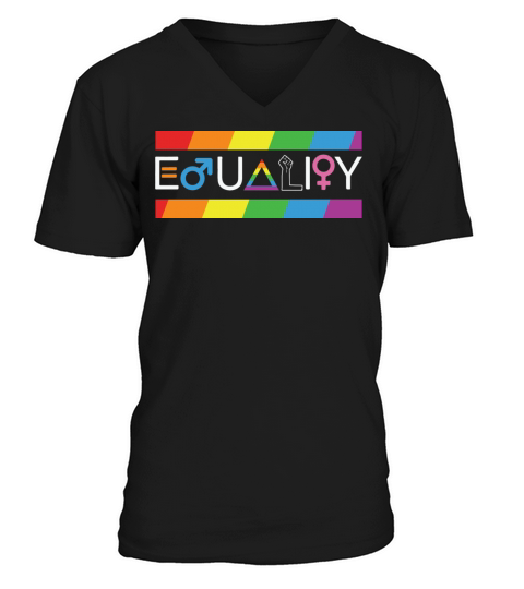 LBGT Flag Gay Pride Human Vintage Rainbow V-Neck T-shirt
