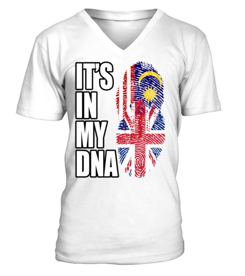 Malaysian And British Mix Heritage DNA Flag V-Neck T-shirt