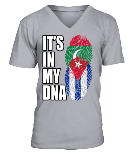 Maldivian And Cuban Mix Heritage DNA Flag V-Neck T-shirt