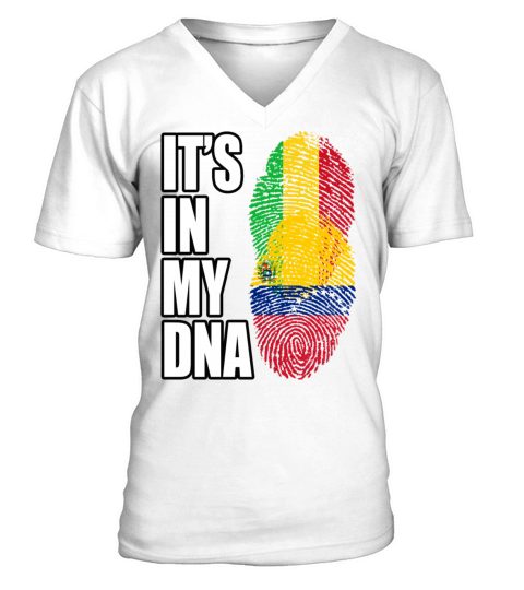 Malian And Venezuelan Mix Heritage DNA Flag V-Neck T-shirt