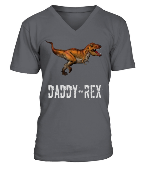 Mens Daddy- Rex Fathers Day Funny Dinosaur Graphic T- Shirt V-Neck T-shirt
