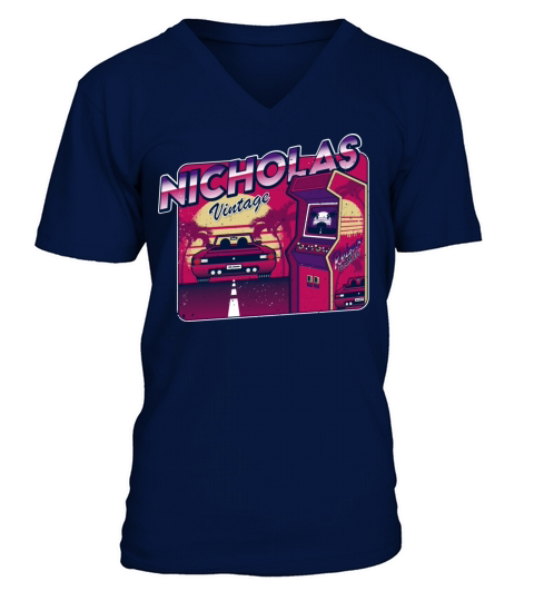 Nicholas - Personalized Vintage Gamer 80s 90s V-Neck T-shirt