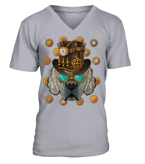 Steampunk Golden Retriever Medieval Victorian Stea V-Neck T-shirt