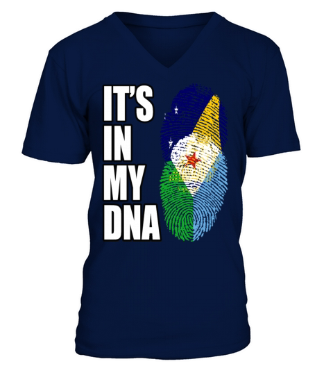 Tokelauan And Djiboutian Mix Heritage DNA Flag V-Neck T-shirt