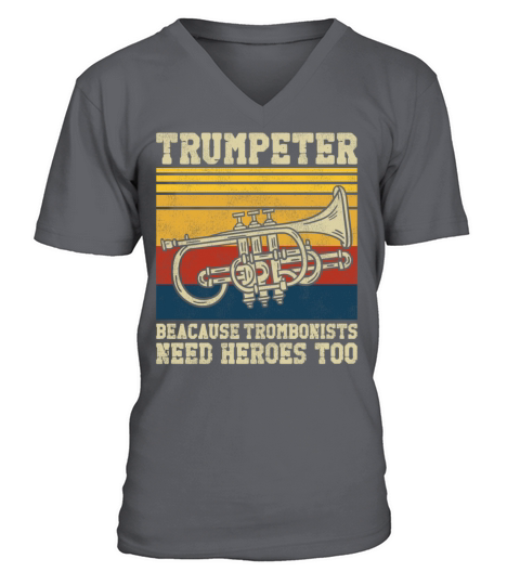 Trumpet Player Vintage Retro V-Neck T-shirt