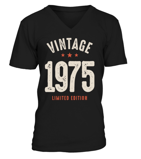 Vintage Born in 1975 - 47th Birthday Retro V-Neck T-shirt