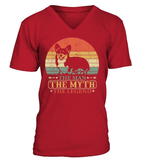 Welsh Corgi Cardigan Dog Dad Daddy Vintage Retro V-Neck T-shirt