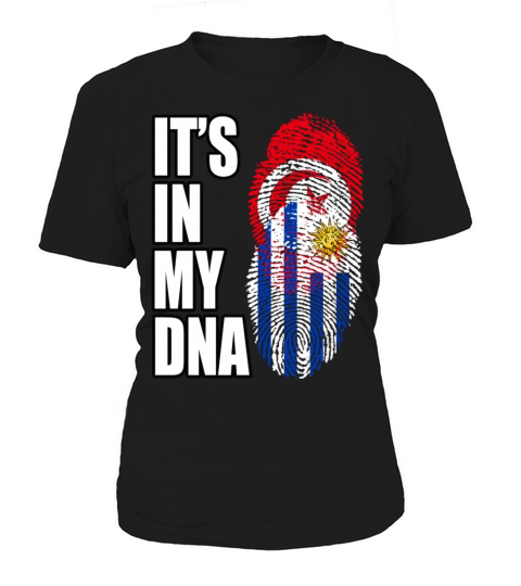 Tunisian And Uruguayan Mix Heritage DNA Flag Women's T-Shirt