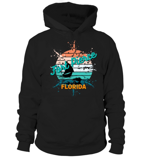 Fort Pierce Florida Retro Vintage Exploding Sunset Hoodie Unisex