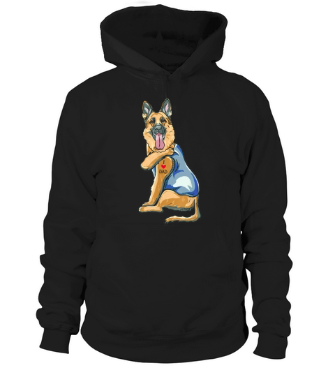 German Shepherd Dog Tattoo I Love Dad Hoodie Unisex