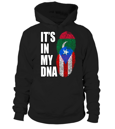 Maldivian And Puerto Rican Mix Heritage DNA Flag Hoodie Unisex
