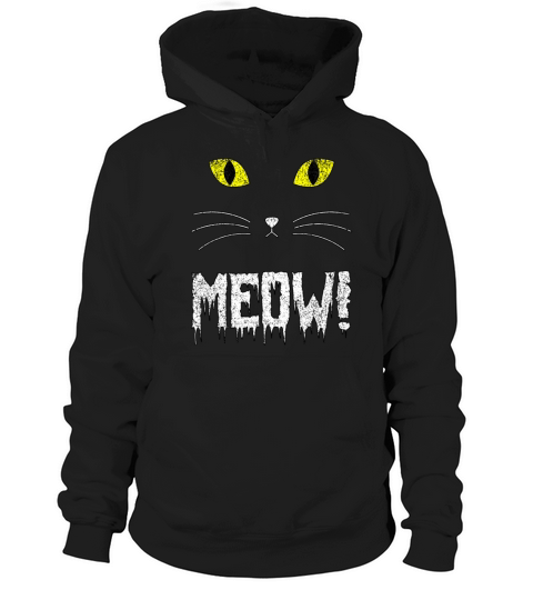 Meow Vintage Halloween Cat Face Hoodie Unisex