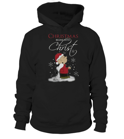 Snoopy and Charlie Christmas begins with Christ Hoodie Unisex