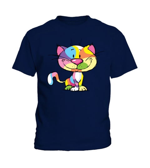 Cute Kitty Cartoon Colorful Pop Art Design Kids T-Shirt